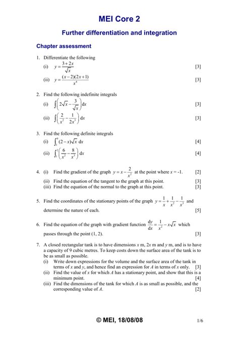 integral maths topic assessment answers